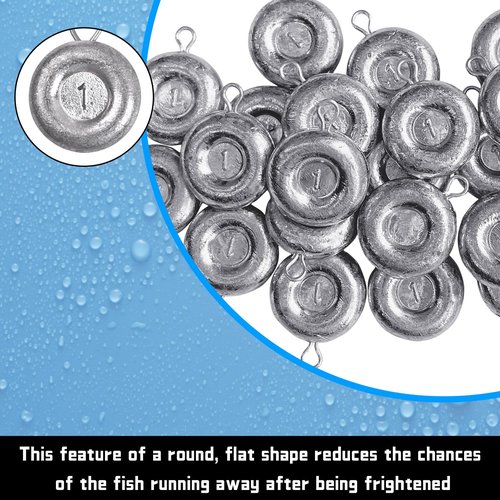 Pfeibk Fishing Weights Sinkers Disc Sinkers, Coin Fishing Sinkers Surf Fishing Weights Saltwater Bottom Fishing Trolling Catfish Weights, Heavy Fish Weight 1oz 2oz 3oz 4oz 5oz (10pcs 1oz)