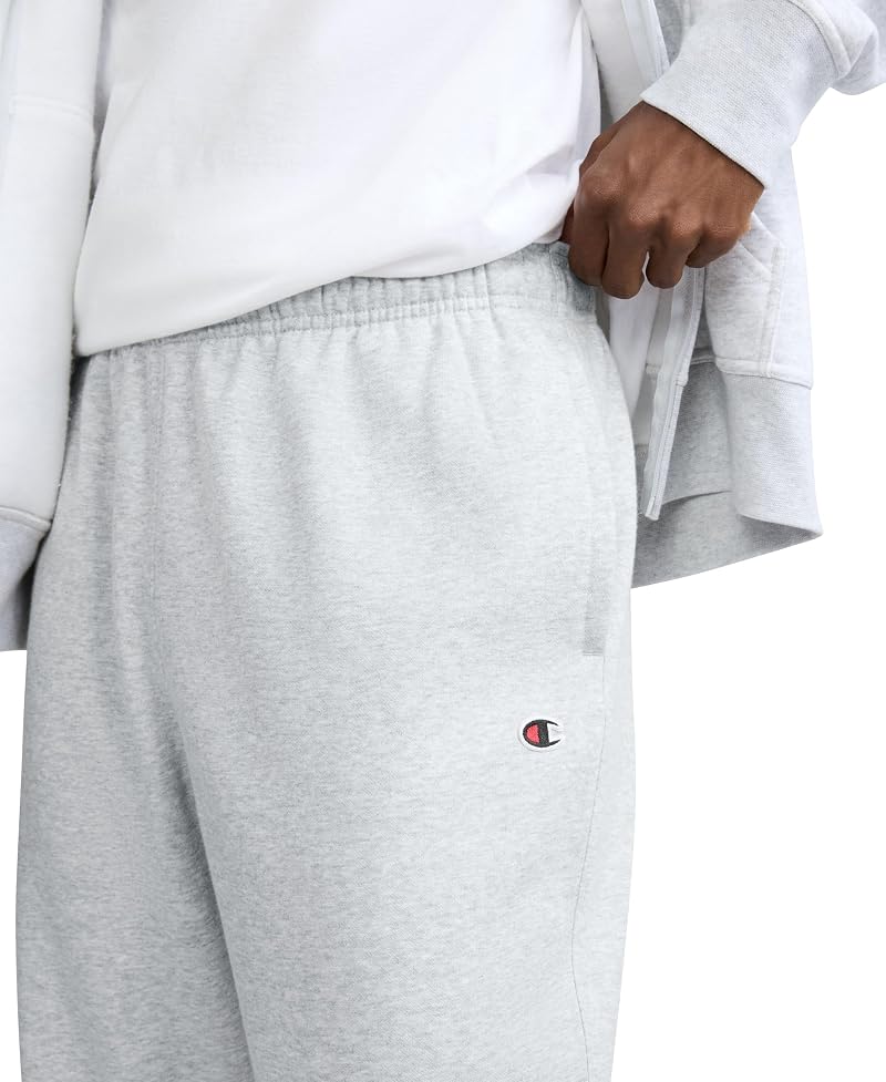 Champion Platinum Silver Heather Open-Bottom Fleece Sweatpants, Standard Fit