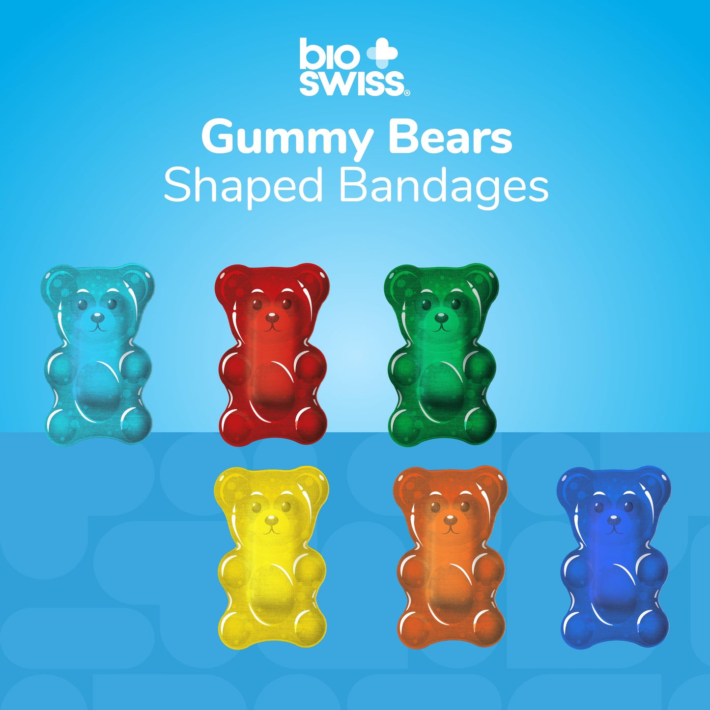 BioSwiss Bandages, Gummy Bear Shaped Self Adhesive Bandage Set, Latex Free, Sterile Wound Care, 24 Count