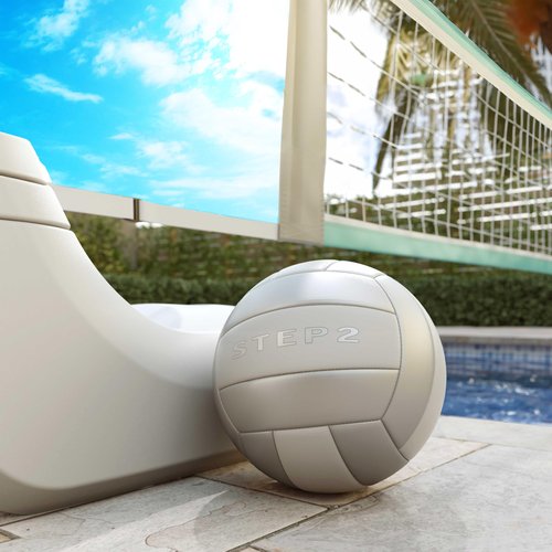 Step2 Vero Pool Volleyball Net, Outdoor/Indoor Waterproof Patio Furniture, Made of Durable Plastic, 15-25 Feet, White