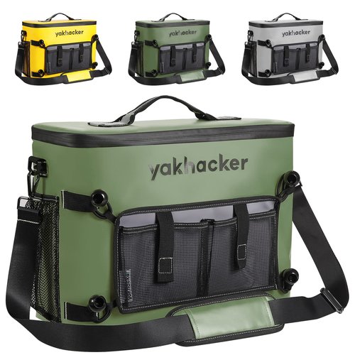 Yakhacker Kayak Cooler Bag, Waterproof Seat Back Cooler with Lawn-Chair Style Seats, Kayak Accessories Portable Ice Chest Cooler for Kayaking, Travel, Lunch, Beaches & Trips (Green)