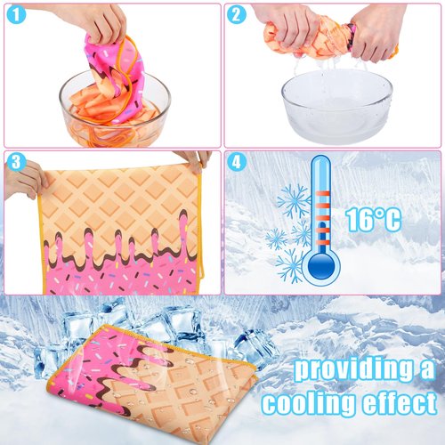 Peryiter 12 Pcs Ice Cream Baseball Drip Cooling Towel 40" x 12" Microfiber Soft Lightweight Sport Cooling Towel for Baseball Team Gifts Events Yoga Running Gym Camping(Pink,40 x 12 Inch)