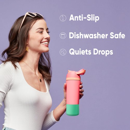 Owala Silicone Water Bottle Boot, Anti-Slip Protective Sleeve for Water Bottle, Protects FreeSip, Twist, and Flip Stainless Steel Water Bottles, 32 Oz, Black