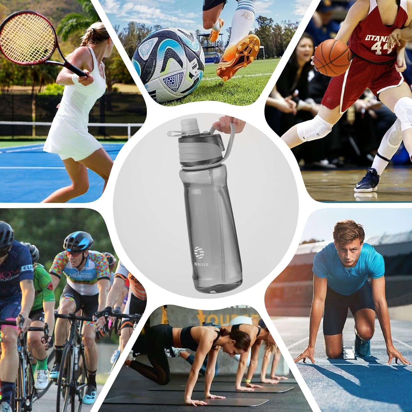 22OZ Misting Water Bottle, 2-in-1 Mist and Sip Water Bottles, Mist Water Bottle for Drinking, Great for Hiking/Running/Outdoor Activity, BPA-Free & Leakproof, Blue