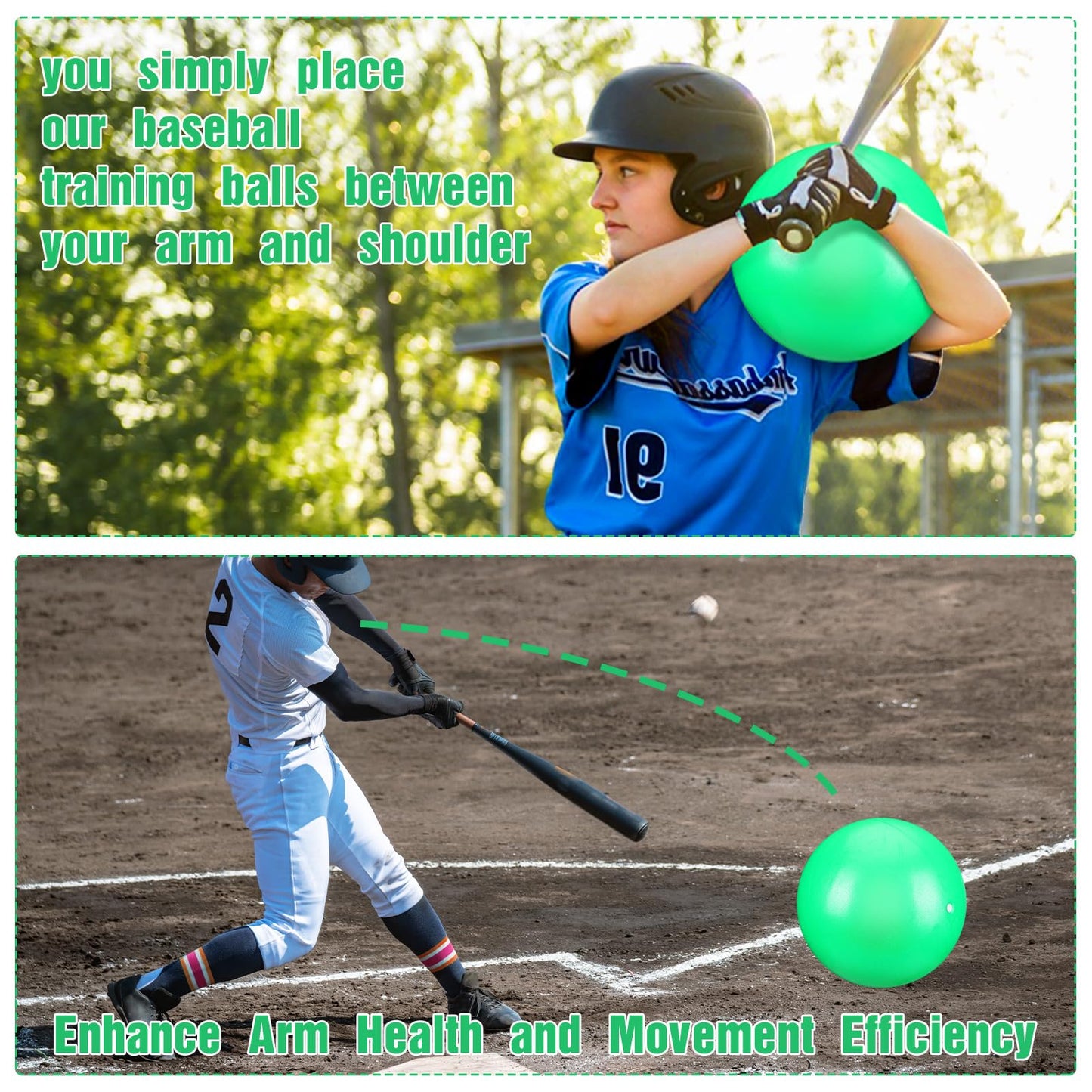 RoundFunny 4 Sets Connection Ball for Baseball 9.8 Inches Soft Baseball Hitting Trainer, Improve Arm Action and Hitting Pitching Training Efficiency