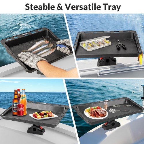 QualyQualy Boat Cutting Board Bait Cutting Table for Boat, Fish Cleanning Station with Side Deck Mount, Fishing Fillet Table with Plier Storage and Knife Slot, UV-Resistant Engineered Nylon