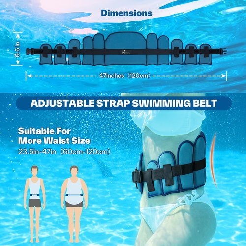 Sportneer Aqua Belt Water Aerobics Equipment Swimming Pool Exercise Aqua Float Belts Jogger Floatation Buoyancy Belt Aquatic Training Accessories for Adults Youth Fitness Workout Therapy L
