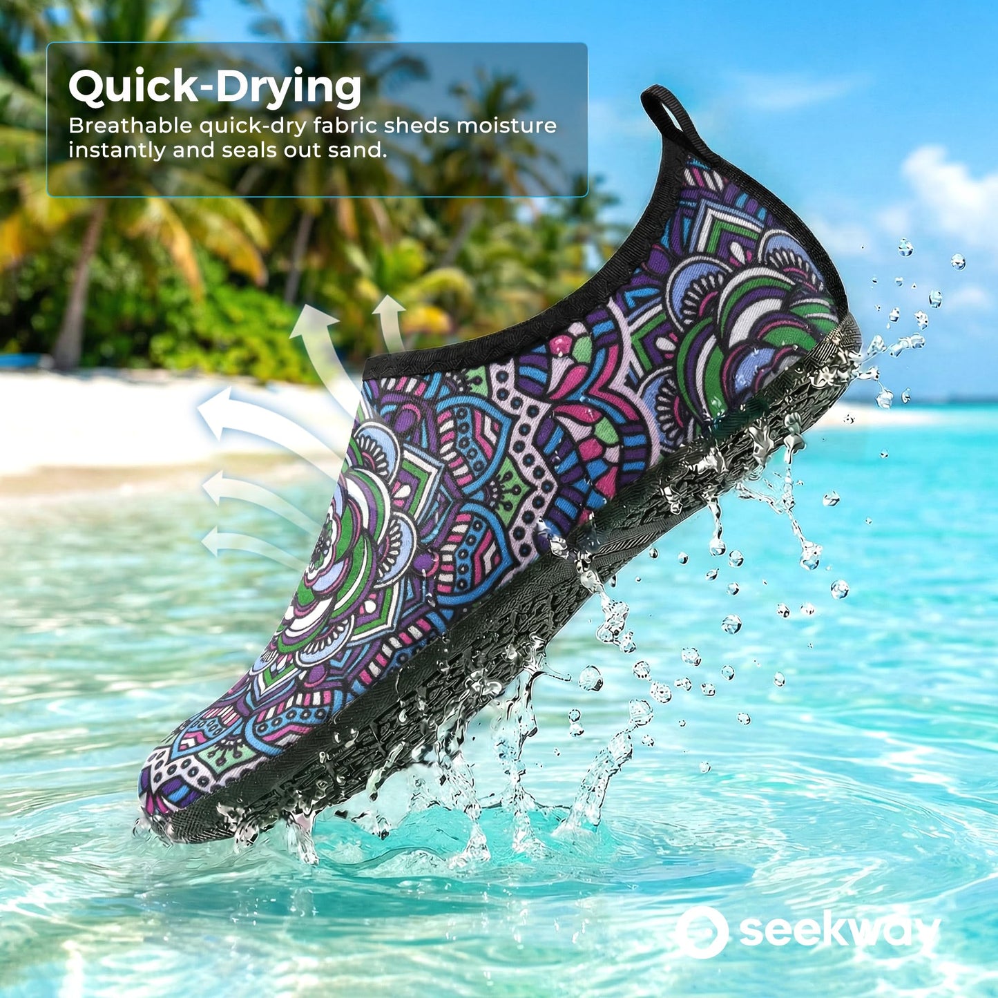 SEEKWAY Water Shoes Women Men Adult Quick-Dry Aqua Socks Barefoot Non Slip for Beach Swim River Pool Lake surf Black SK002(U)