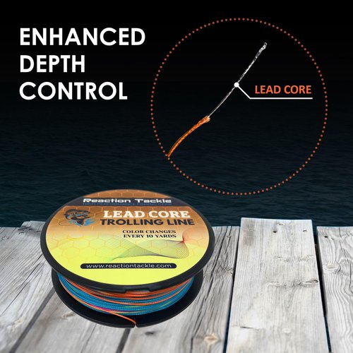Reaction Tackle Lead Core, Metered Trolling Braided Line Multi-Color - 12LB / 100yds