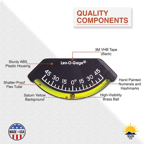 Sun Company Lev-o-gage Heel-Angle Sailing Clinometer (Marine Model) | Mounts on Bulkhead of Boat