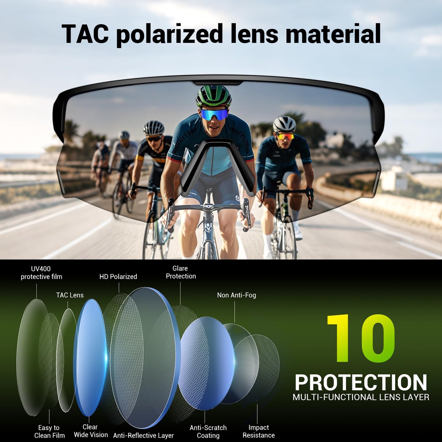 Blackview Polarized Sports Smart Sunglasses for Men and Women, UVProtection, 5.4 Bluetooth Glasses for Cycling Driving