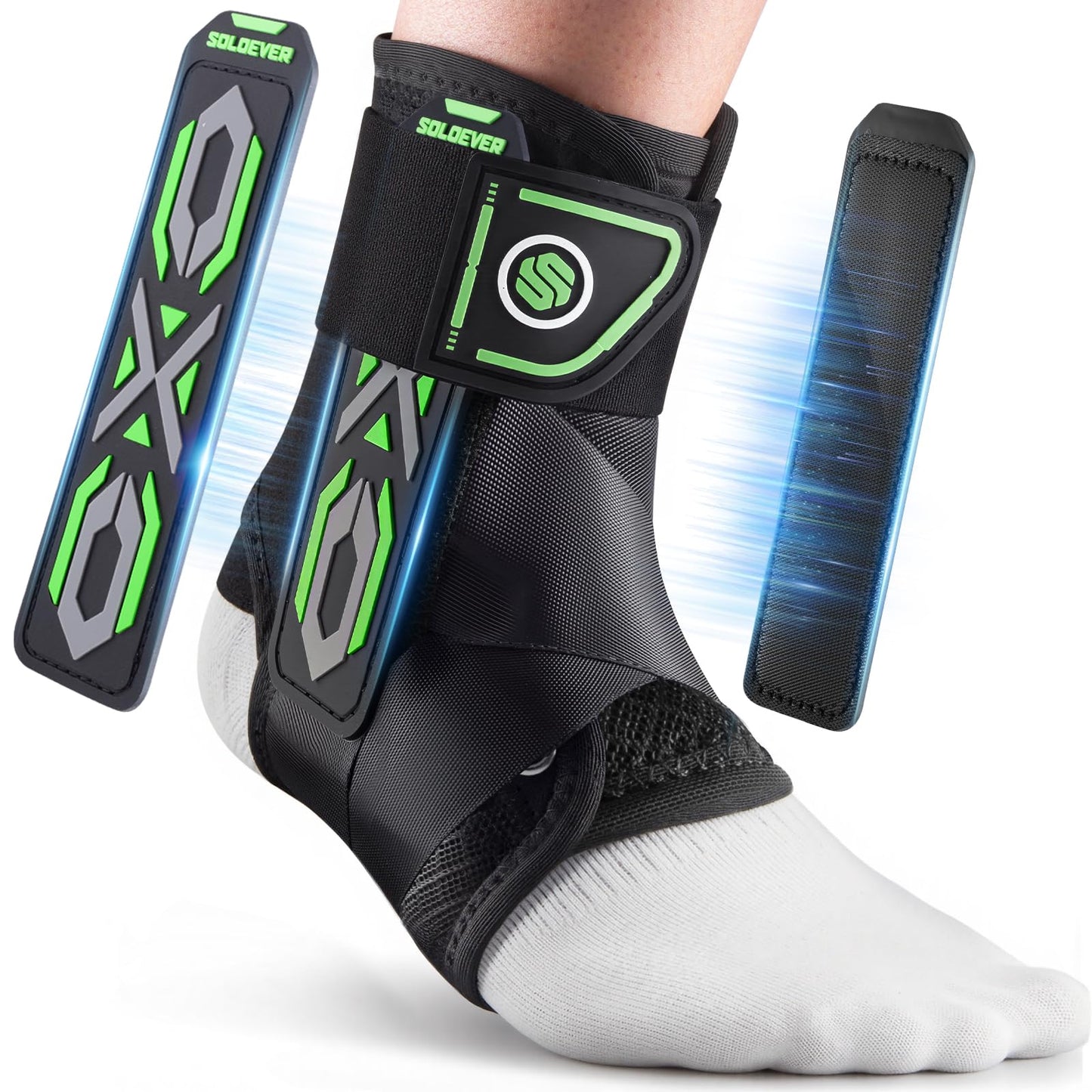 Upgraded Ankle Brace for Sprained Ankle [Stronger Support & Ultra Breathable] Ankle Support with Side Stabilizing Pads, Adjustable Quick Lace Up Ankle Stabilizer for Injury Recovery, Sports, Men&Women