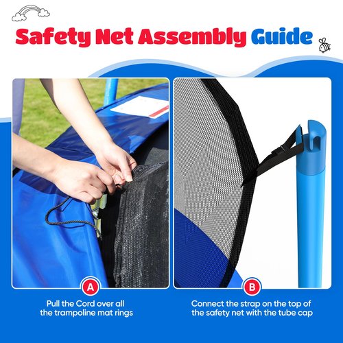 ORCC Trampoline Net - Trampoline Netting Replacement for 6-8 Straight Poles - 10FT 12FT 14FT 15FT Round Frame Trampolines (Replacement Net Only)