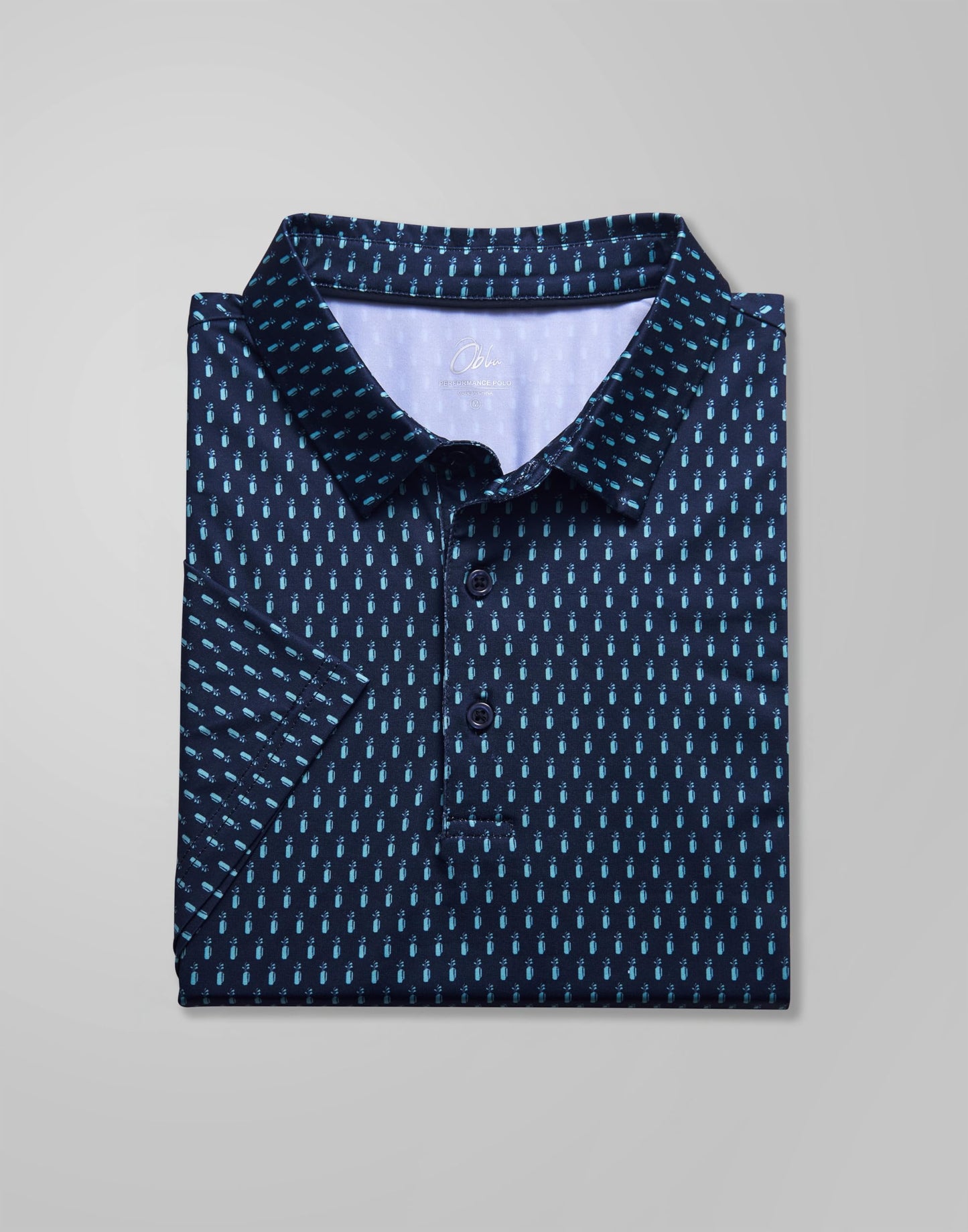 Obla Mens Golf Polo Shirts Short Sleeve Dry Fit Performance Moisture Wicking Casual Print Collared Golf Shirts for Men (Blue Golf Bag_XXXL)