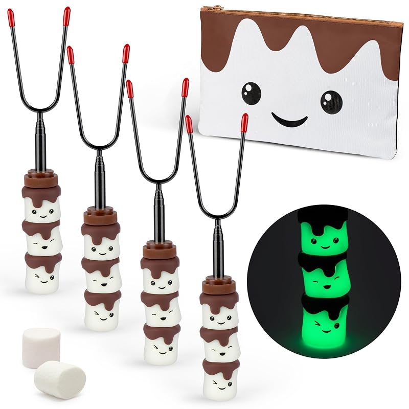 Glow in the Dark Marshmallow Roasting Sticks 4 Pack - Variation: Glow Skewers 4 Pack