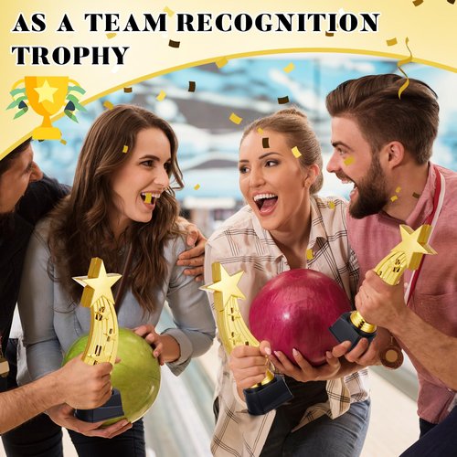 Quelay 4 Pcs 9.5 Inch Shooting Star Trophy Awards Gold Plastic Star Trophies Bulk for Employee Recognition, School Prizes, Motivational Gifts, Celebrating Outstanding Achievements, Competitions