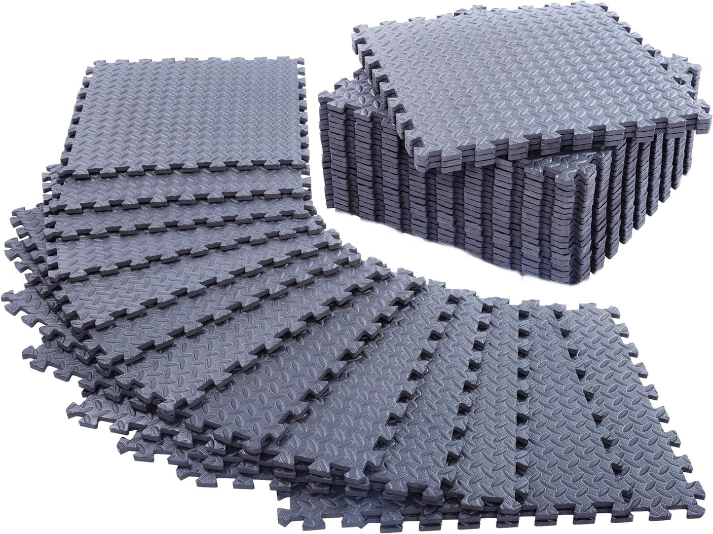 24 Pack, 96 SQFT - 24" x 24" - 1/2" Extra Thick Floor Exercise Mat for Home Gym or Floor Padding - High-Density EVA Interlocking Foam Floor Tiles for Gym Equipment, Play Area | Yoga, Cardio, Weights