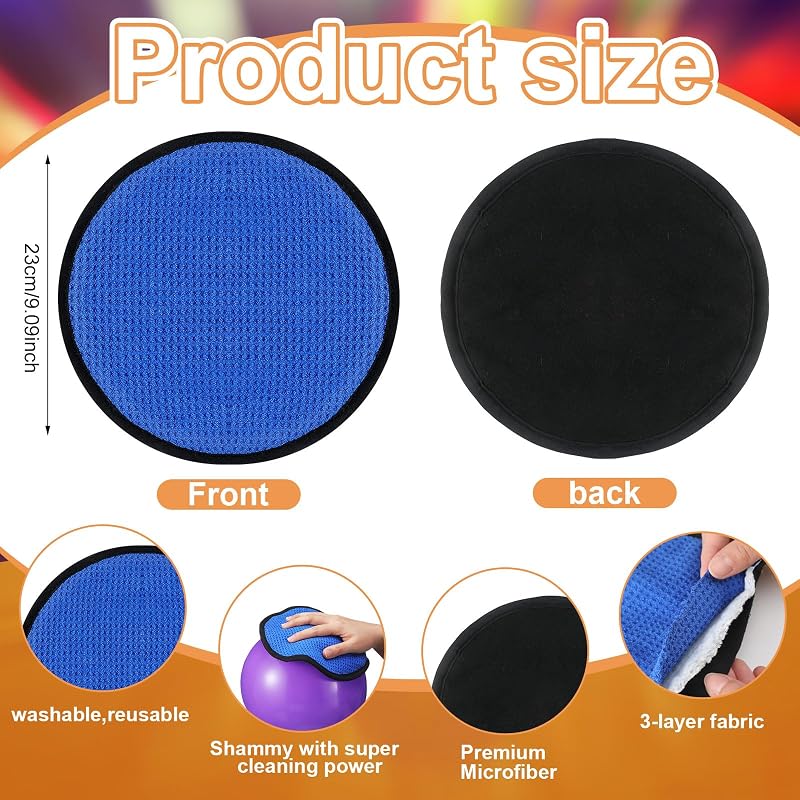 Bowling Shammy Towel Set - 3 Pcs Double-Sided Microfiber Suede, 7.87in Dia (Blue, Purple, Gray)