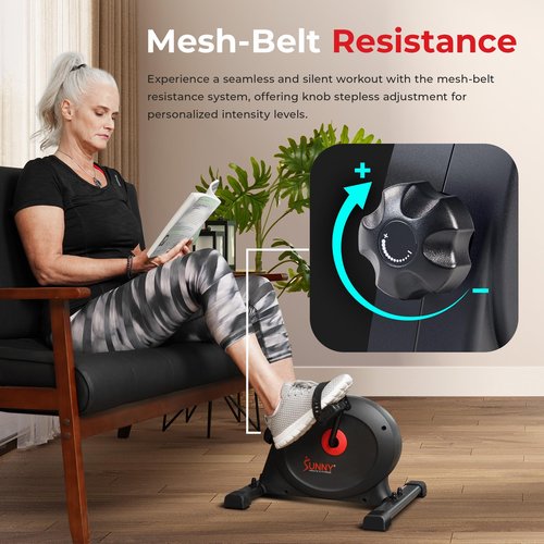 Sunny Health & Fitness Under Desk Smart Mini Pedal Exerciser, Dual Function Exercise Cycle Bike with Low Profile Design - SF-B023005DGY