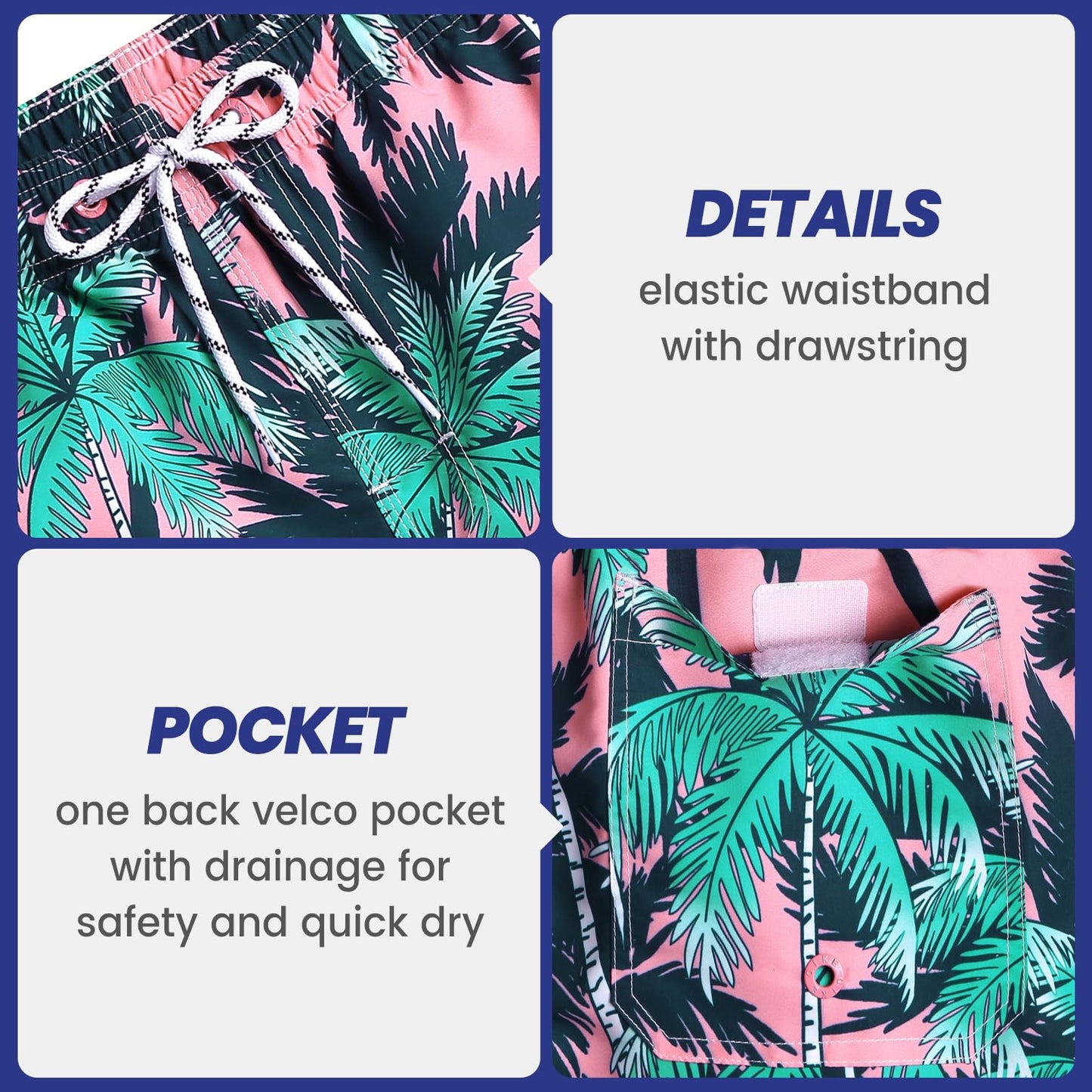 maamgic Mens Swim Trunks Quick Dry Swim Shorts with Mesh Lining Funny Swimwear Bathing Suits 7inch Pink Tree X-Small