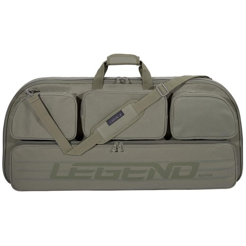 Legend Alpha Compound Bow Case - Fits MTM Ultra Compact Arrow Cases - Archery Bow Bag with Back & Shoulder Straps - With Cam Protectors, Soft Padding, & Extra Pockets 37"x16.5" Interior - Army Green