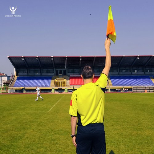Great Call Athletics | Soccer Referee Flag Pro Set With Case | Water Proof Assistant Linesman Yellow Orange Checker Style