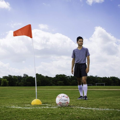 Champion Sports Indoor/Outdoor Spring Loaded Soccer Corner Flags Multi, 60"H X 1/2" Set Of 4