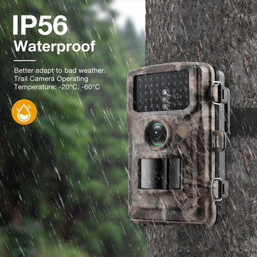 4K Trail Camera, 850nm Night Vision Game Camera with 0.3s Fast Trigger Time, IP56 Waterproof for Wildlife Monitoring, 120° PIR Motion Activated, 2-inch Screen Hunting Cam (2 Pack)