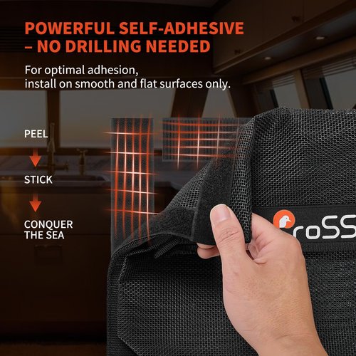 ProSSS (1/2 Pack) – 13.7" x 9.8" – Boat Storage Mesh Bag with Secure Mesh Lid Leak-Proof Design, Strong Adhesive Backing – Ideal Boat Organizer for Tools & Gear – Must-Have Boat Accessories