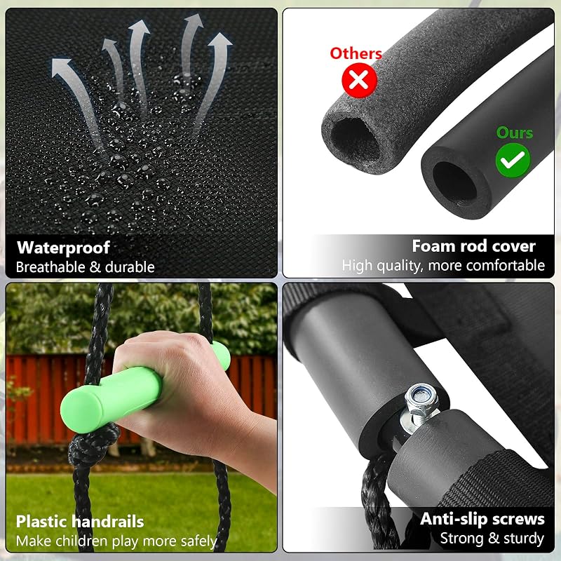 Tree Swing with PP Mat - Durable, Safe, and Easy to Install,Black