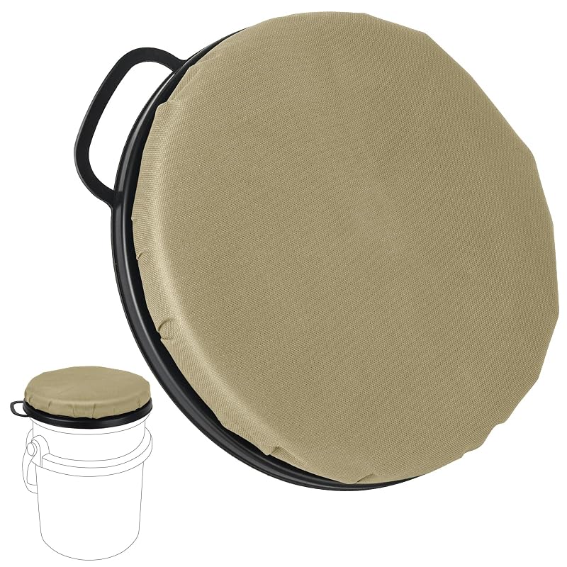 Tan 5 Gallon YETI Bucket Seat Lid - 360° Swivel Cushion for Fishing & Hunting