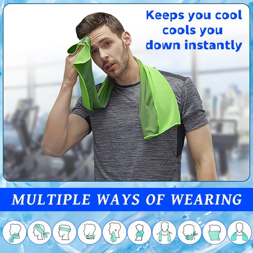 LUYI 8 Pack 40"x12" Cooling Towels for Neck and Face, Microfiber Soft Breathable Cooling Towel Bulk for Hot Weather, Gym, Sports, Yoga, Workout, Running, Golf, Camping, Hiking