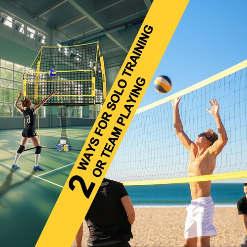 Volleyball Practice Net, Adjustable Heights Volleyball Training Net Station Improve Hit, Serve and Spike Skills Easy Assembly for Backyard Individual Team Practice
