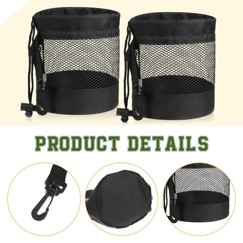 Piriuuo 2 Pcs Golf Ball Storage Bag, Mesh Golf Ball Bags Nylon Golfs Balls Pouch Breathable Drawstring Golfs Shag Bag Organizer for Billiards, Tennis, Kids Toys Storage (Black)