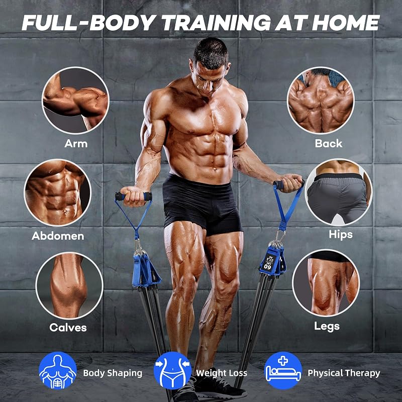 Heavy Resistance Band Set 390 lb with Handles – 6 Levels, Latex Exercise Tubes