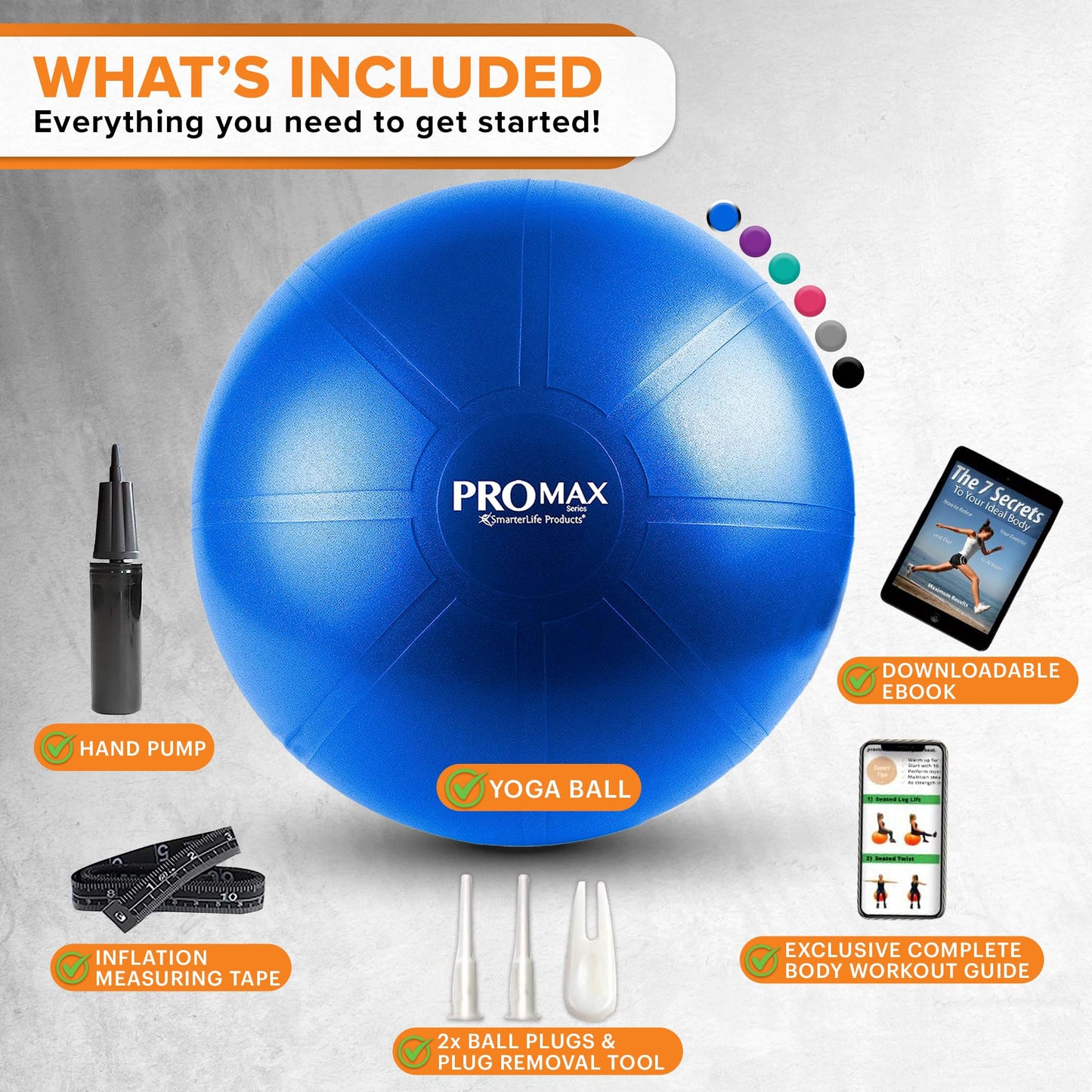 PRO MAX Exercise Ball - Yoga Ball for Gym, Balance, Stability, Pregnancy