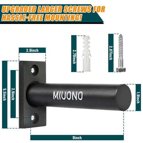 MIUONO Weight Plate Holder, Wall Mounted Weight Rack Storage for 2" Olympic Weight Plate, 4 Pack Home Gym Organizer (Upgraded Larger Screws)