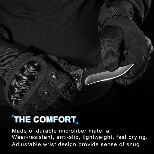 WTACTFUL Touchscreen Motorcycle Tactical Gloves for Men for Airsoft Paintball Cycling Motorbike MTB Bike ATV Hunting Hiking Riding Work Outdoor Sport Work Gloves Black Large