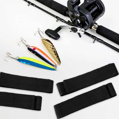 Arrowbash 4 Pcs Fishing Rod Straps for Boat Deck 28.1'' Nylon Rod Straps( up to 5) with 24 Screws Secure for Fishing Boat Accessories, Black