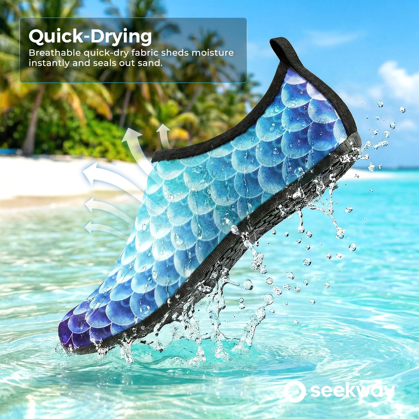 SEEKWAY Water Shoes Women Men Adult Quick-Dry Aqua Socks Barefoot Non Slip for Beach Swim River Pool Lake surf Black SK002(U)