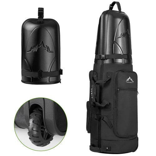 UNIHIMAL Golf Travel Bag with Hard Case Top, 1680D Heavy Duty Oxford Golf Club Travel Bags for Airlines with Wheels Easy to Maneuver