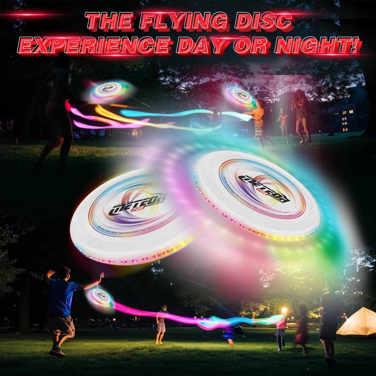 Light up Flying Disc-16 Millions Colors, 48 LEDs & 13 Light Modes, LED Flying Disc for Adults, Kids & Teens, Glow in the Dark Flying Ring, Party Toy Christmas Birthday Gift, Age 6+ (white, 9in)