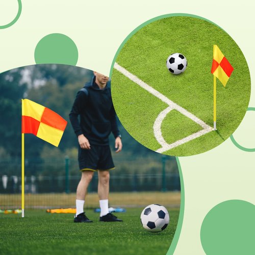 Juexica 4 Pcs Replacement Soccer Corner Flags Referee Flags Portable Big Square Playing Field Corner Banner for Soccer Football Track Volleyball Training Match Accessories (Red, Yellow)