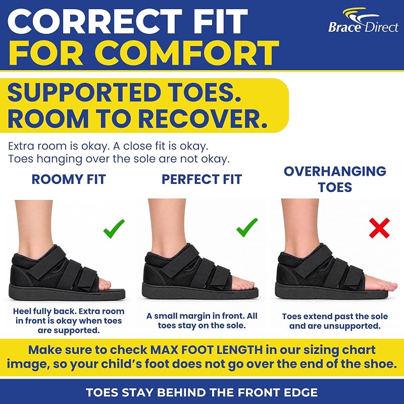 Pediatric Post Op Shoe for Kids - Recovery Shoe with 3-strap Adjustable Fit (S)