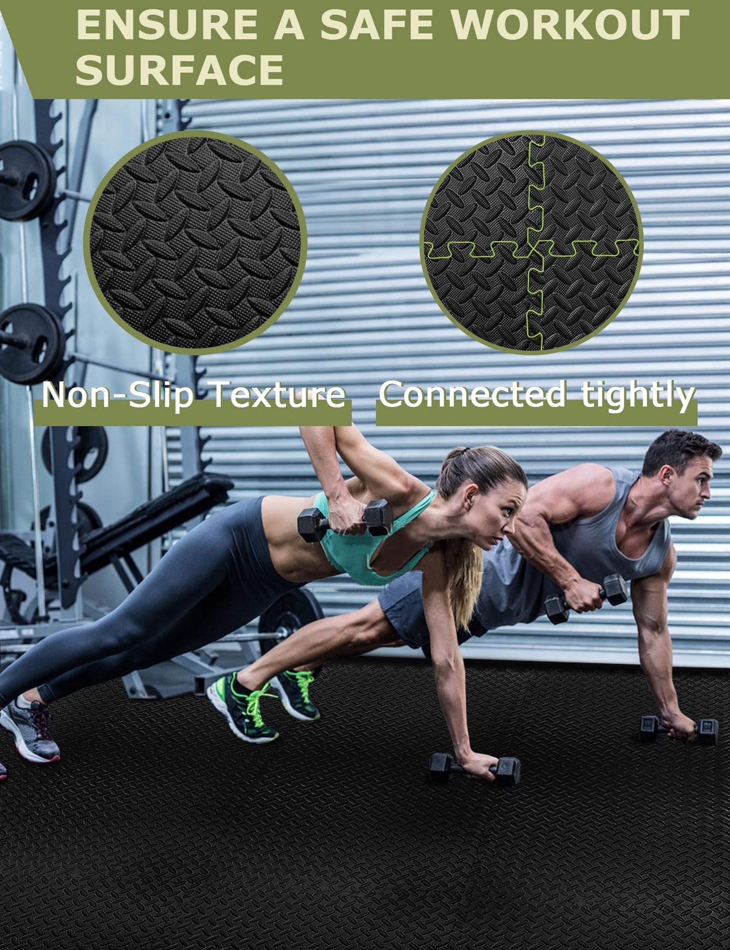 innhom Gym Flooring Gym Mats Exercise Mat for Floor Workout Mat Foam Floor Tiles for Home Gym Equipment Garage, 12 Black