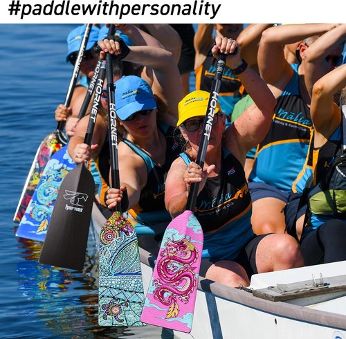 Hornet Watersports Dragon Boat Paddle - Kaizen II Design - Adjustable Carbon Fiber Dragon Boat Paddle - IDBF Approved (Clamp Adjustable)
