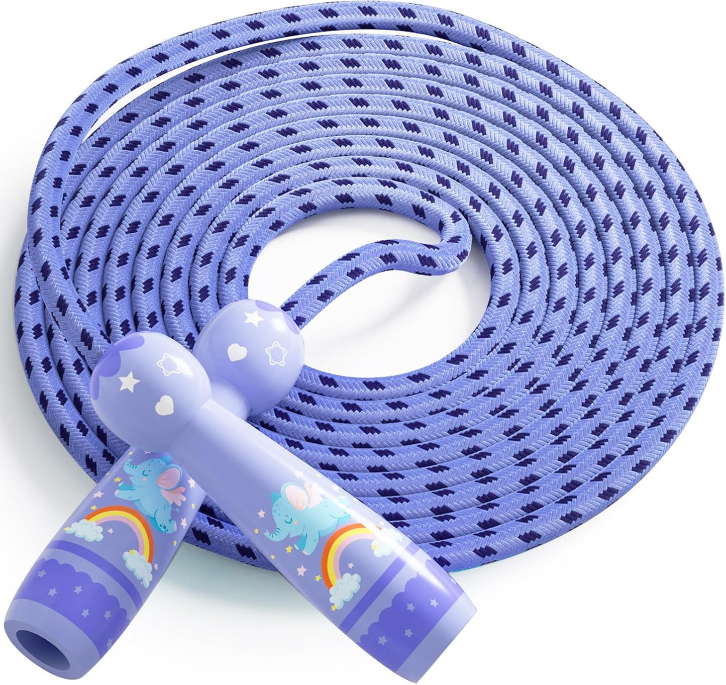Jump Rope for Kids-Adjustable Cotton Braided Skipping Rope with Wooden Handle for Toddler Fitness Workout Exercise Outdoor Activity