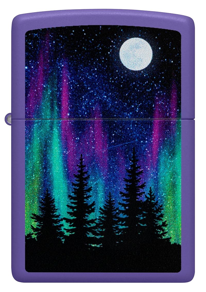 Zippo Northern Lights Design Purple Matte Pocket Lighter