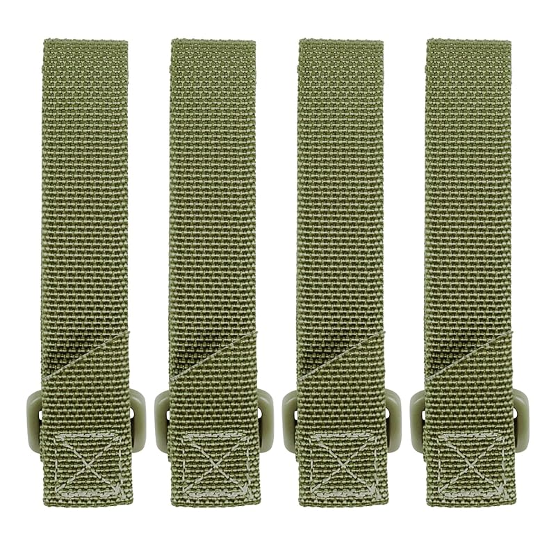 TacTie 3-Inch Attachment Straps (Pack of 4) MOLLE Clips for Pouches – Green