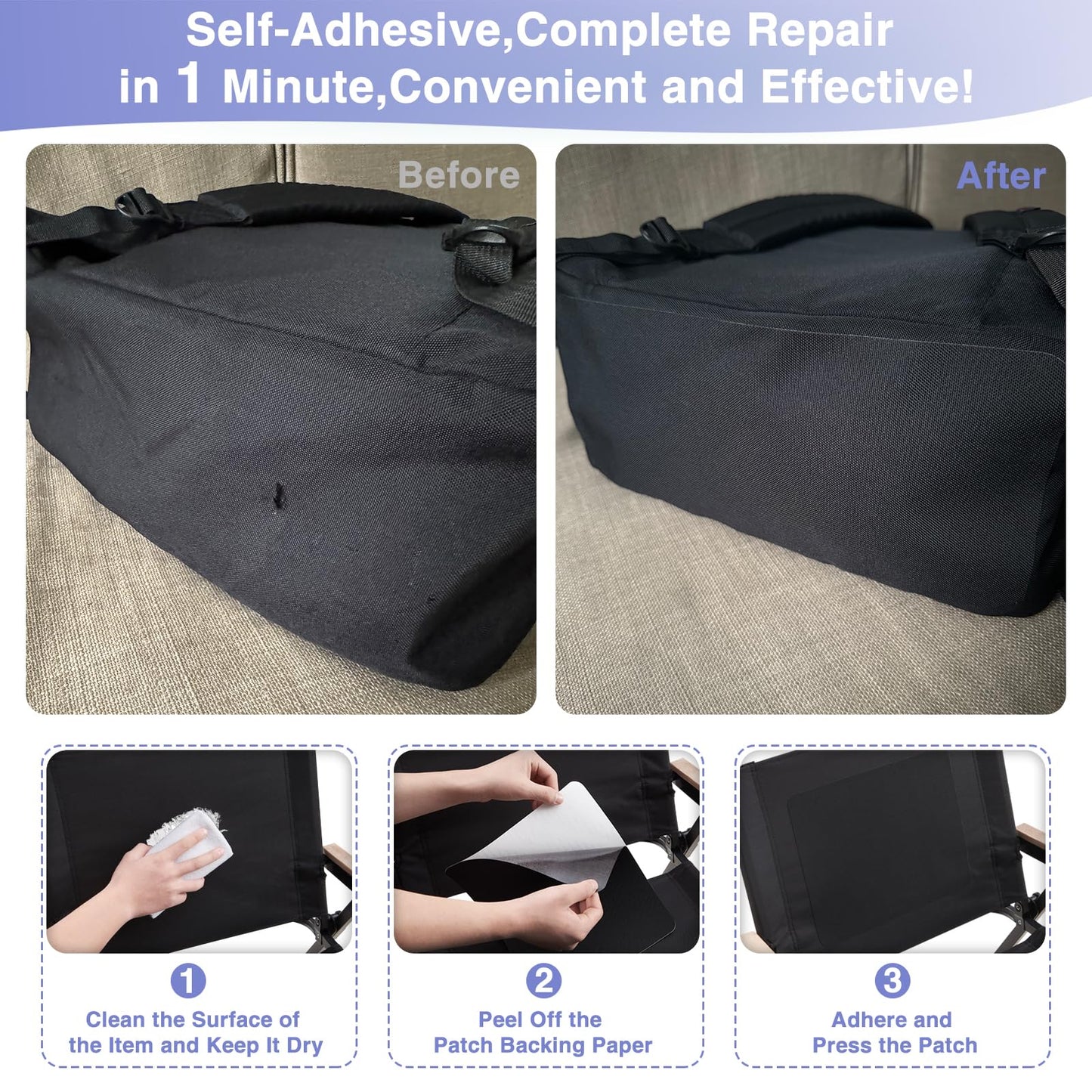 Gheeidau Canvas Repair Patch 9×11 Inch 3Pcs Waterproof Self-Adhesive Fabric Repair Patch for Tents,Boat Cover,Pop Up Canopy,Patio,Bags,Car Seats,Sofas,Furniture Cover(Coffee)